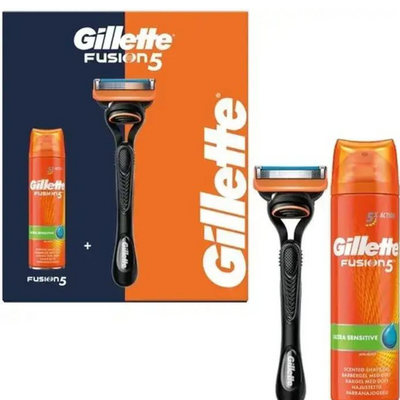 Подарунковий набір Gillette Fusion5 (бритва з касетою + гель для гоління)  3375 фото