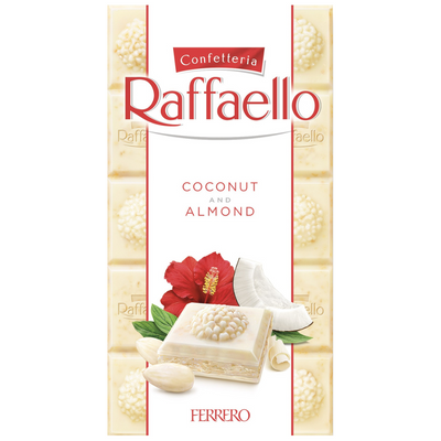 Шоколад білий  Raffaello з кокосом і мигдалем, 90г  499 фото