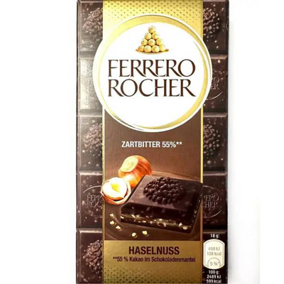 Шоколад темний з фундуком Ferrero Rocher Hazelnut, 90г 498 фото